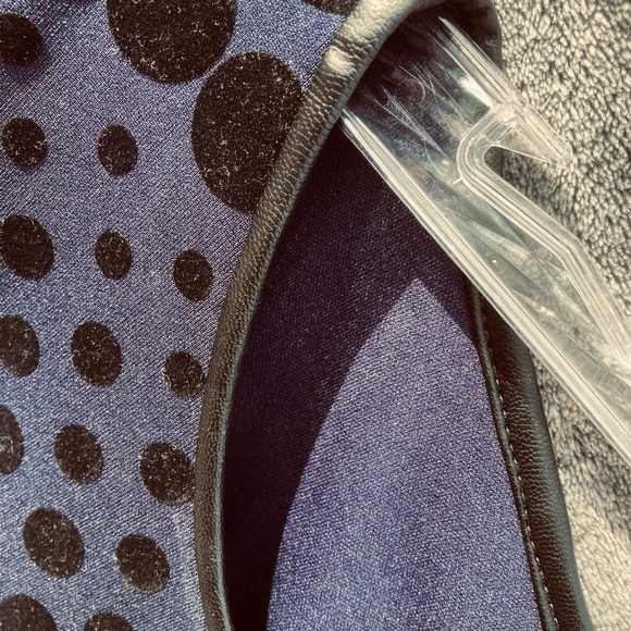 Tahari by Arthur S. Levine Dress Navy/Black Velvet Polka Dots Leather collar- 16 - Picture 4 of 5